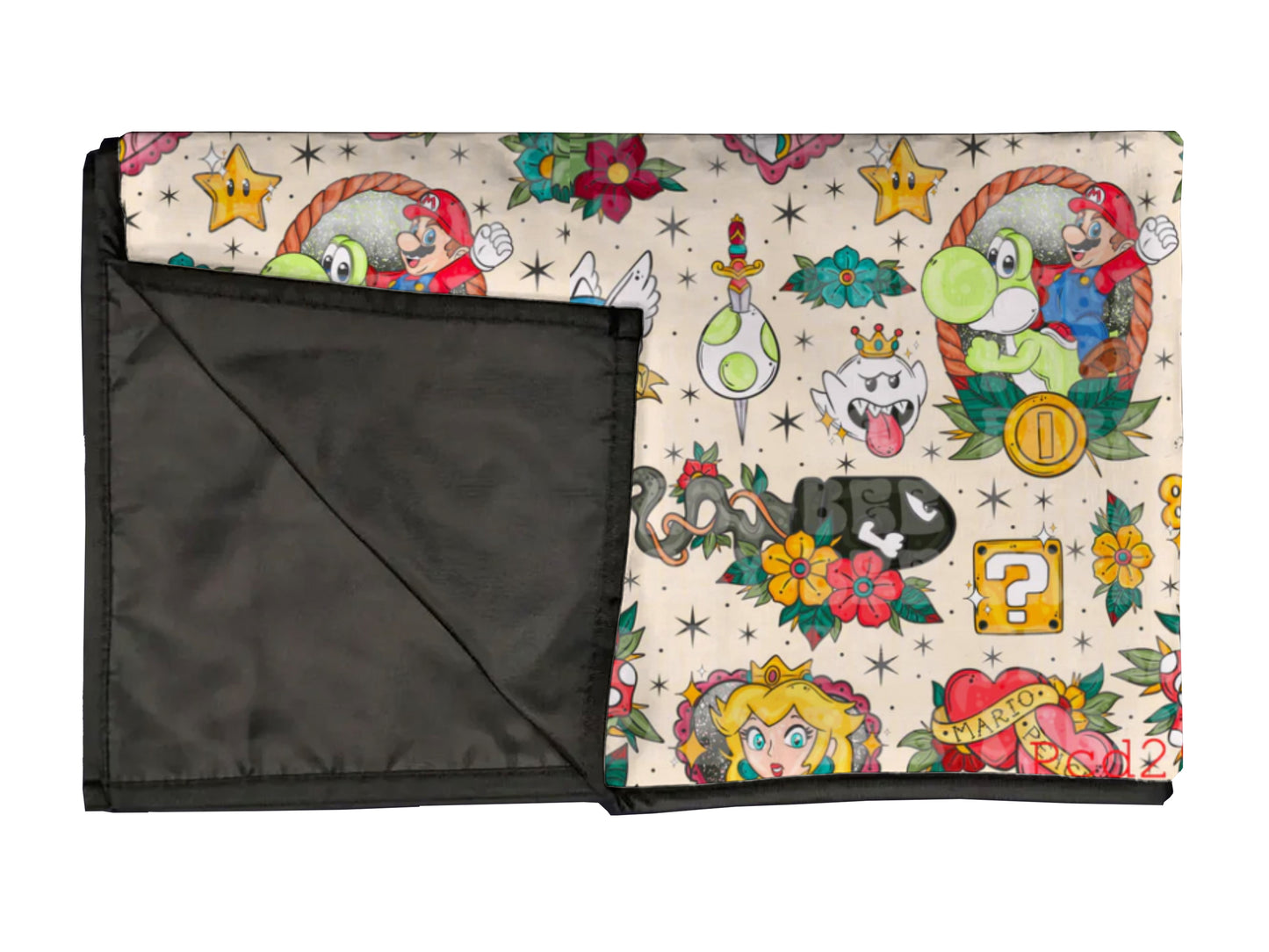 Mushroom guy playmat, swaddle, and blanket