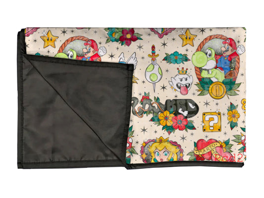 Mushroom guy playmat, swaddle, and blanket