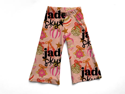 Pink ornaments Wide leg pants