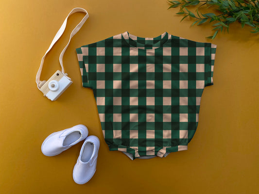 Plaid oversized romper