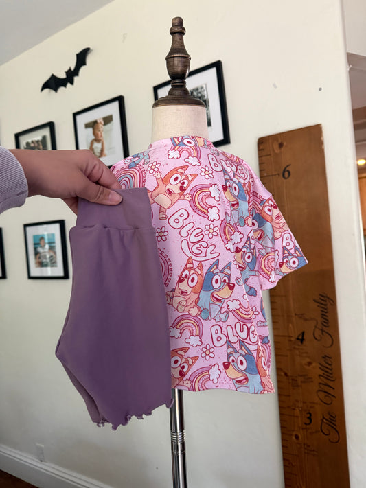 Boxy t and biker shorts