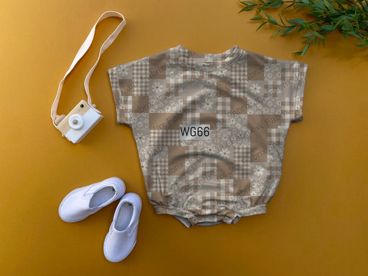 Beige patchwork oversized romper