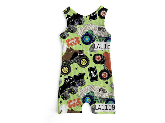 Monster truck Ollie romper