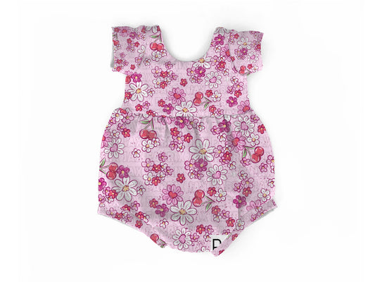 Flower heart  bubble romper