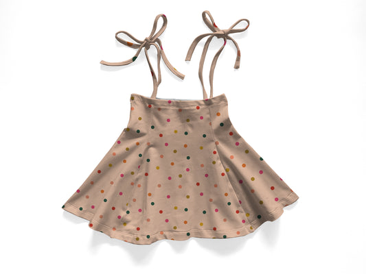 Dots tie skirt