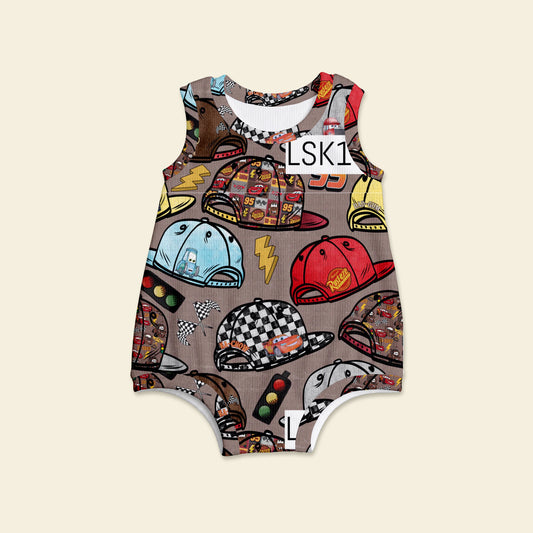 Race hats  oversized romper